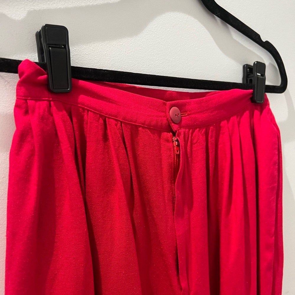 Vintage 80s Fuchsia Silk Noil High-Waisted Trousers – Made in Canada - Picture 3 of 5